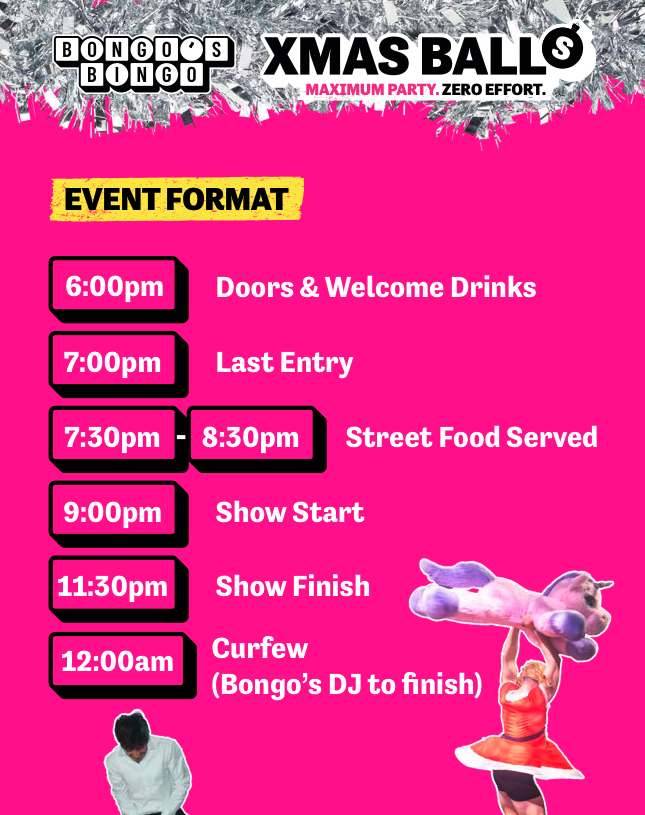 Bongo's Bingo Christmas Show Itinerary