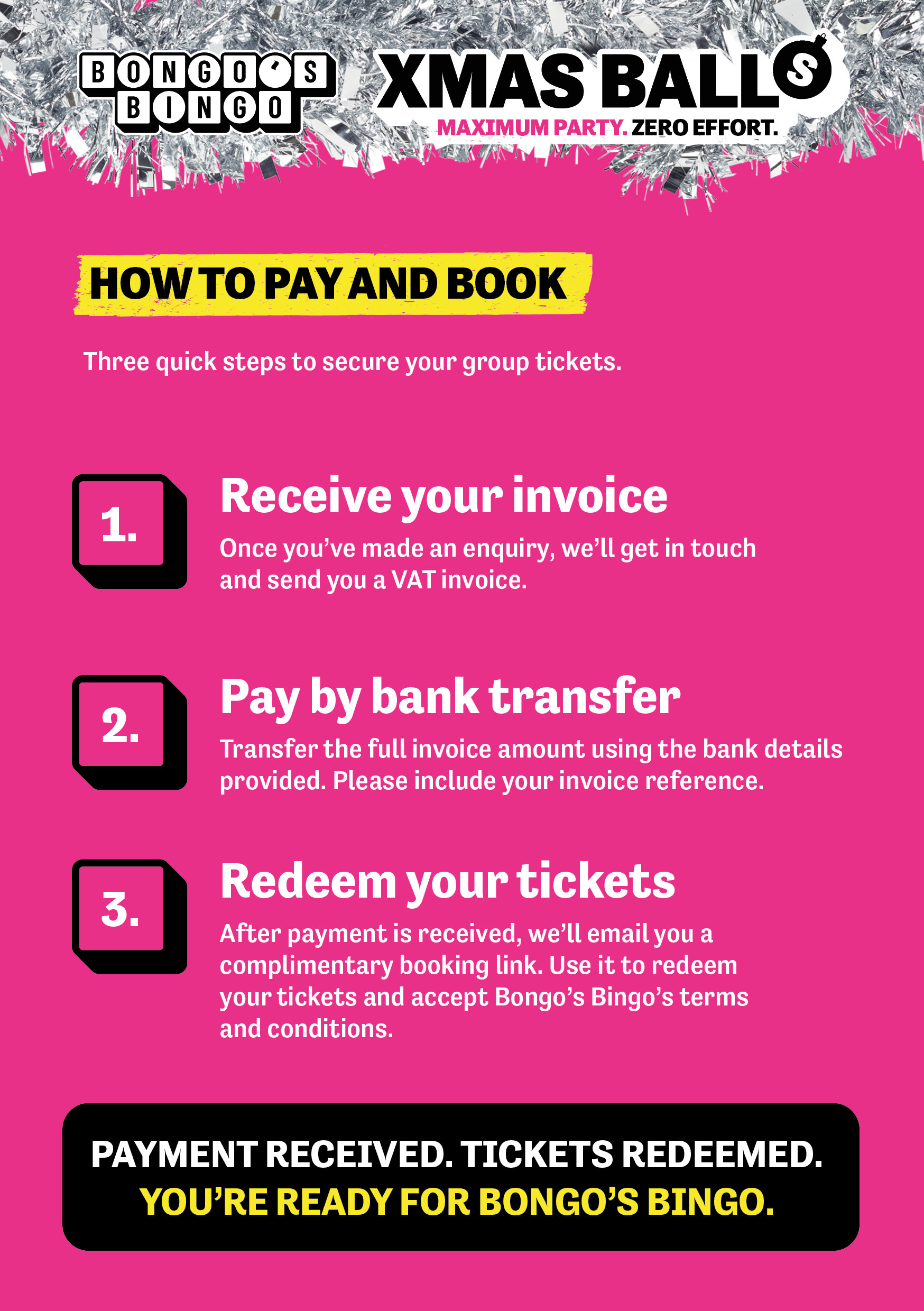 How to book a Bongo's Bingo Christmas Ball 2026